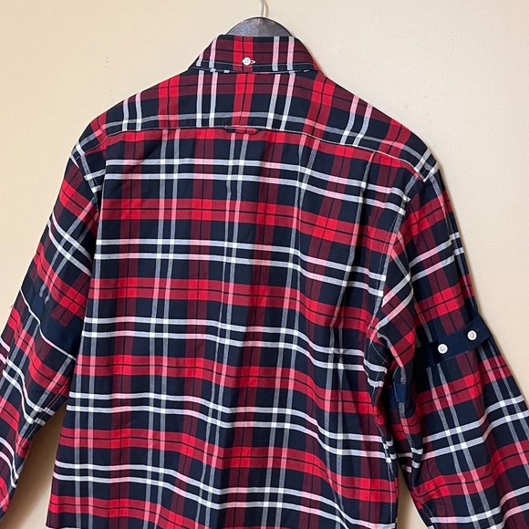 Thom Browne Plaid Button Down Shirt - Men's Size 4 / XL - Red Blue - Picture 6 of 11